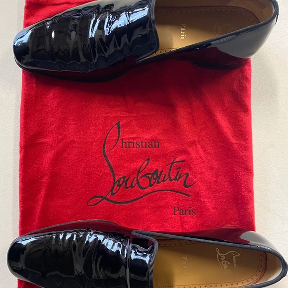Christian Louboutin black patent leather tuxedo loafer main image 7